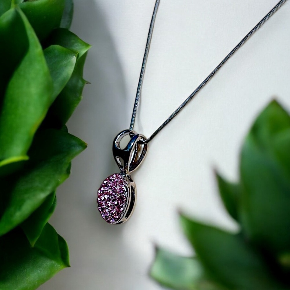 Pink Crystal Encrusted Ball Necklace - Picture 10 of 15